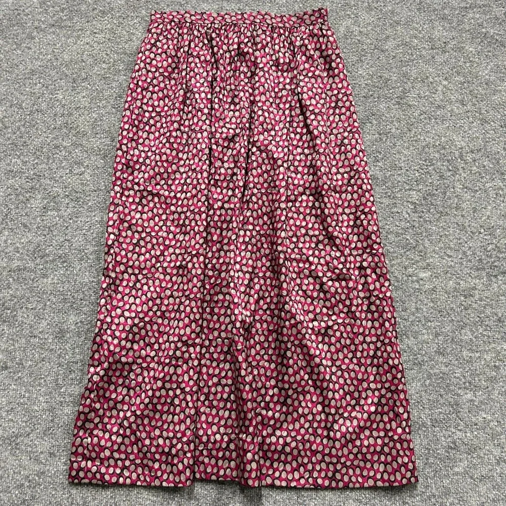Talbots Skirt Womens Size 6 Pink Grey Geometric Dot Button Front Pleated Midi